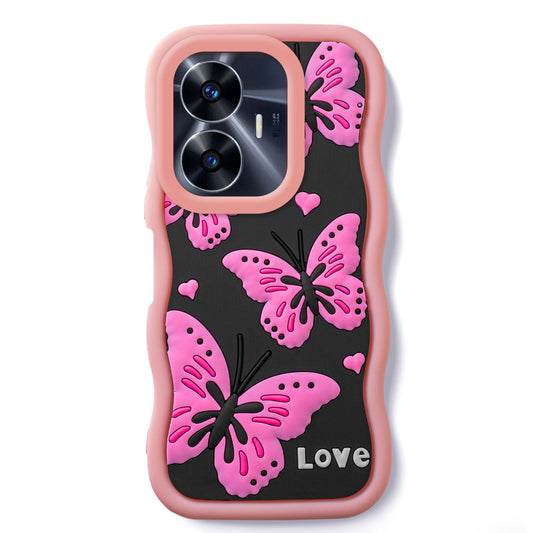 3D Silicone Soft Wave Edges Mobile Back Case For Realme C55