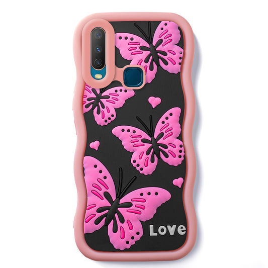 3D Silicone Soft Wave Edges Mobile Back Case For Vivo Y12