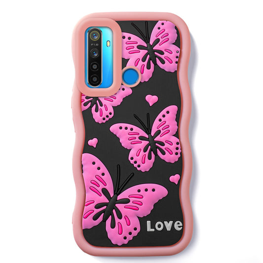 3D Silicone Soft Wave Edges Mobile Back Case For Realme 5