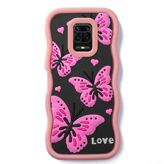 3D Silicone Soft Wave Edges Mobile Back Case For Redmi Note 9 Pro