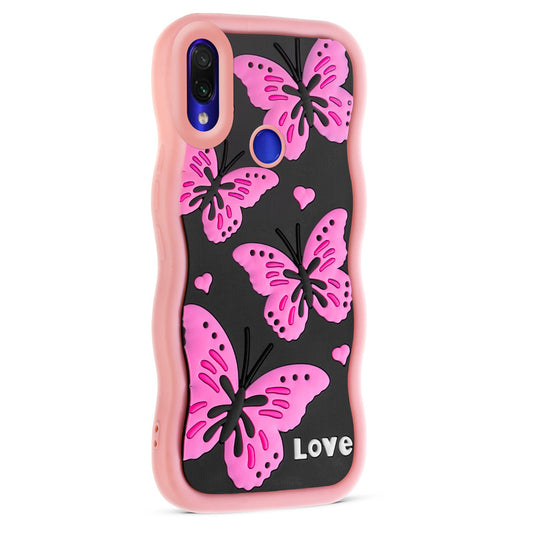 3D Silicone Soft Wave Edges Mobile Back Case For Redmi Note 7