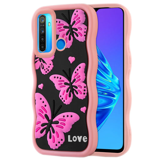 3D Silicone Soft Wave Edges Mobile Back Case For Realme 5