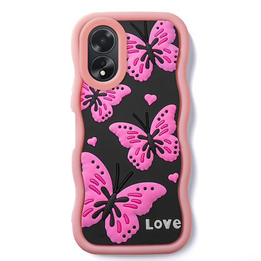 3D Silicone Soft Wave Edges Mobile Back Case For Oppo A18 4G