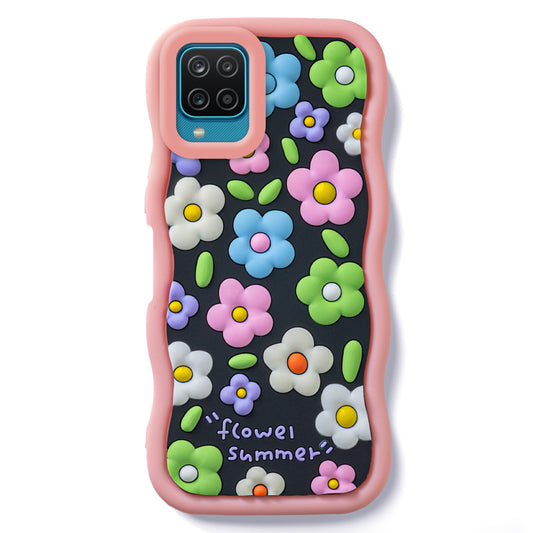 3D Silicone Soft Wave Edges Mobile Back Case For Samsung A12