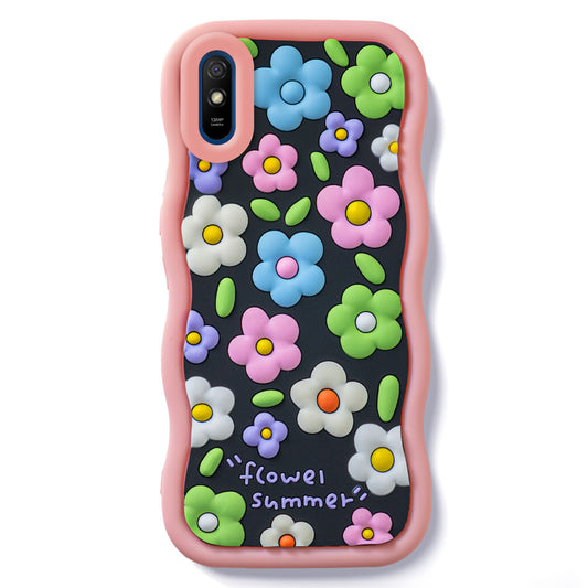 3D Silicone Soft Wave Edges Mobile Back Case For Redmi 9A