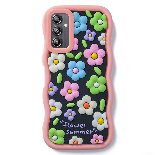 3D Silicone Soft Wave Edges Mobile Back Case For Samsung A14 5G