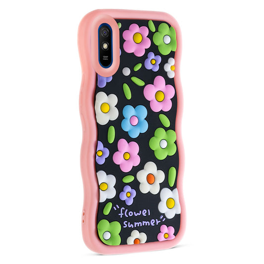 3D Silicone Soft Wave Edges Mobile Back Case For Redmi 9A