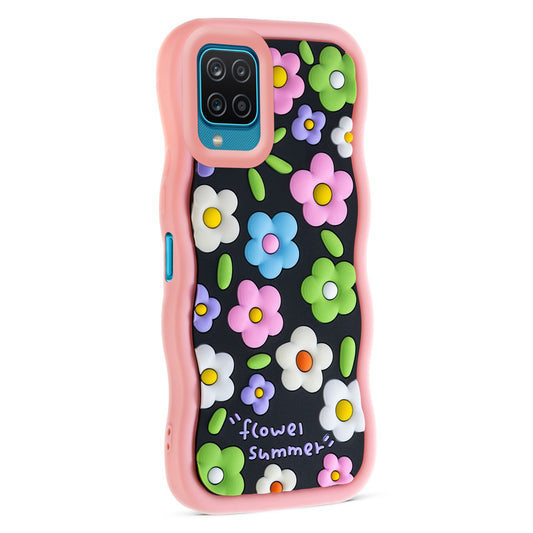 3D Silicone Soft Wave Edges Mobile Back Case For Samsung A12