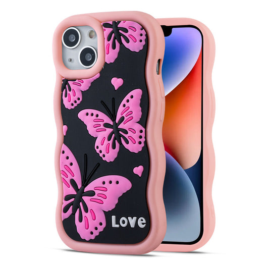 3D Silicone Soft Wave Edges Mobile Back Case For Apple iPhone 14