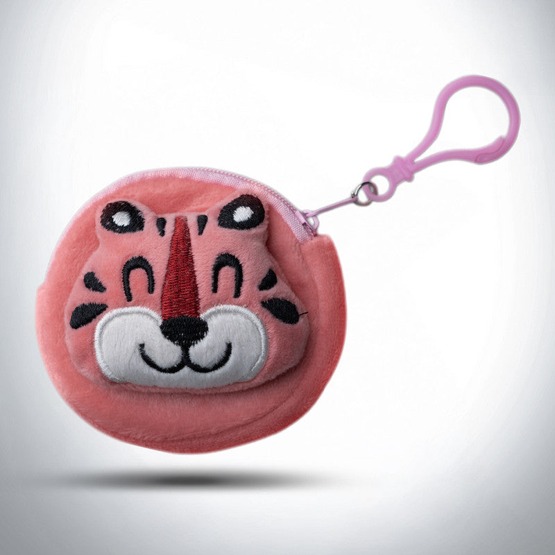 Cute 3D Multipurpose Fluffy Pouch - 3D Pink Lion