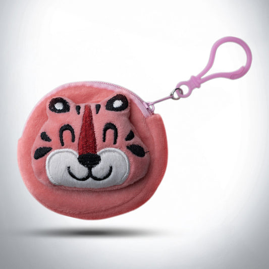 Cute 3D Multipurpose Fluffy Pouch - 3D Pink Lion