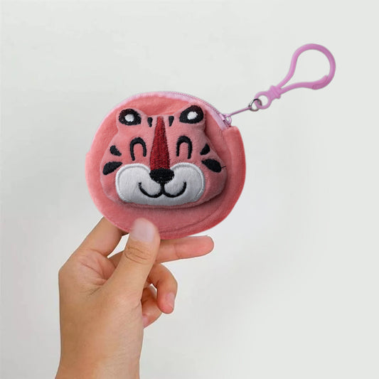 Cute 3D Multipurpose Fluffy Pouch - 3D Pink Lion