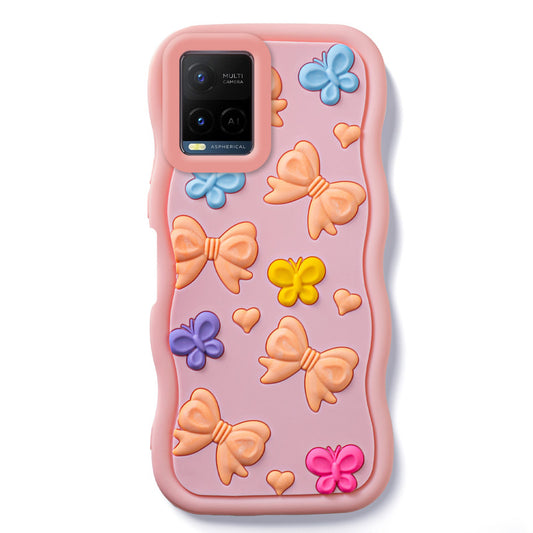 3D Soft Silicone Wave Edges Mobile Back Case For Vivo Y21 2021