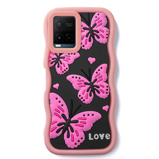 3D Soft Silicone Wave Edges Mobile Back Case For Vivo Y21 2021