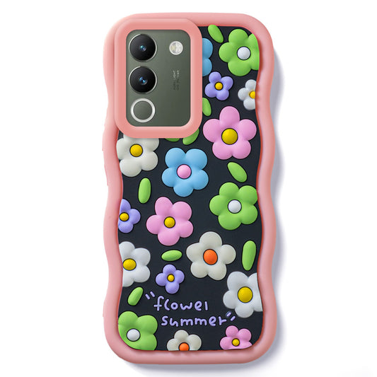 3D Soft Silicone Wave Edges Mobile Back Case For Vivo Y200 5G