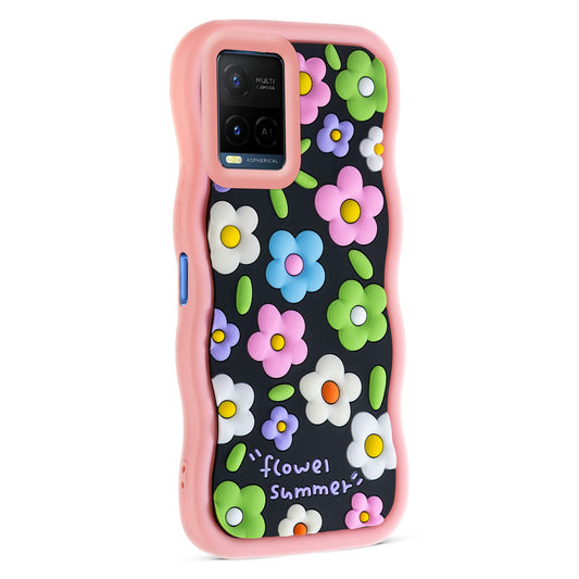 3D Soft Silicone Wave Edges Mobile Back Case For Vivo Y21 2021