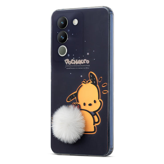 Printed matte back with fur detailing Back cover For Vivo Y200 5G