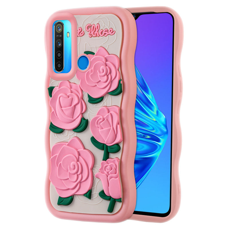 3D Silicone Soft Wave Edges Mobile Back Case For Realme 5