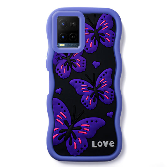 3D Soft Silicone Wave Edges Mobile Back Case For Vivo Y21 2021