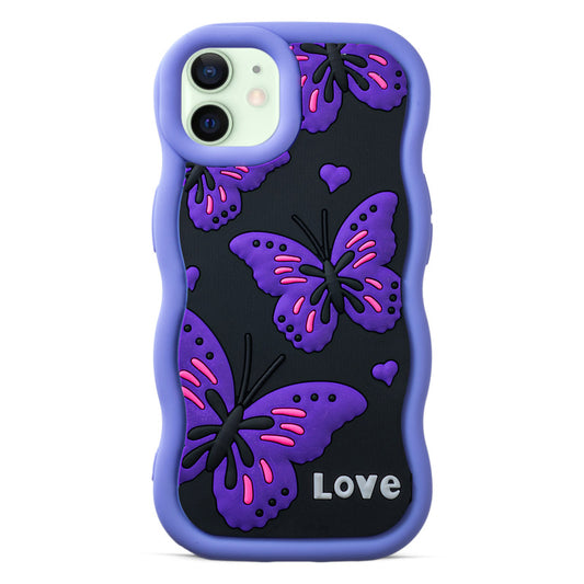 3D Silicone Soft Wave Edges Mobile Back Case For Apple iPhone 12