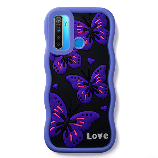 3D Silicone Soft Wave Edges Mobile Back Case For Realme 5