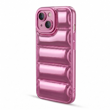Soft Silicone 3D Puffer Pattern Back Cover for Apple iPhone 14, Shiny Shockproof Protective Case