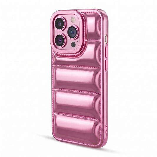 Soft Silicone 3D Puffer Pattern Back Cover for Apple iPhone 14 Pro Max, Shiny Shockproof Protective Case