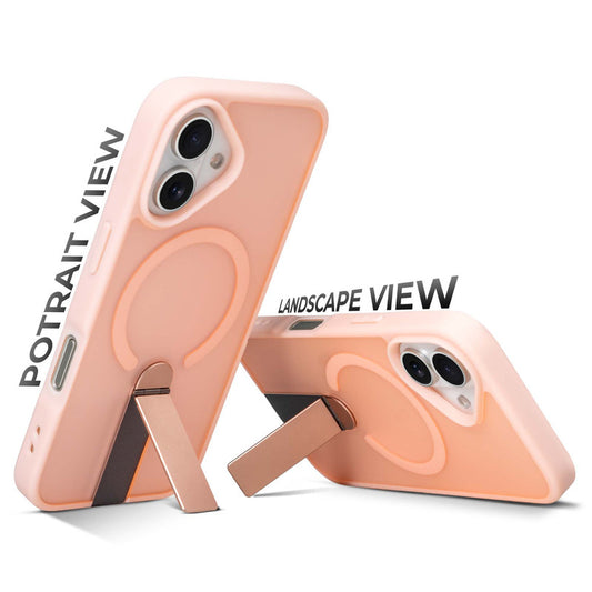 3-in-1 Frosted Back Case for Apple iPhone 16 with Magnetic Support, Vertical Stand & Silicone Grip