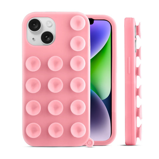 Glossy Colorful Liquid Silicone Comfort Grip Suction Case for Apple iPhone 14 Plus with Soft Touch Matte Finish & Built in Suction Pads