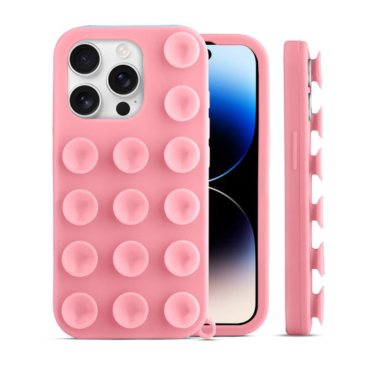 Glossy Colorful Liquid Silicone Comfort Grip Suction Case for Apple iPhone 14 Pro with Soft Touch Matte Finish & Built in Suction Pads