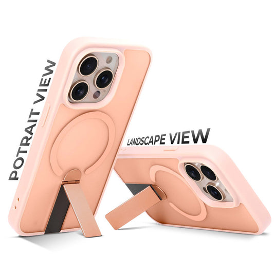 3-in-1 Frosted Back Case for Apple iPhone 15 Pro with Magnetic Support, Vertical Stand & Silicone Grip