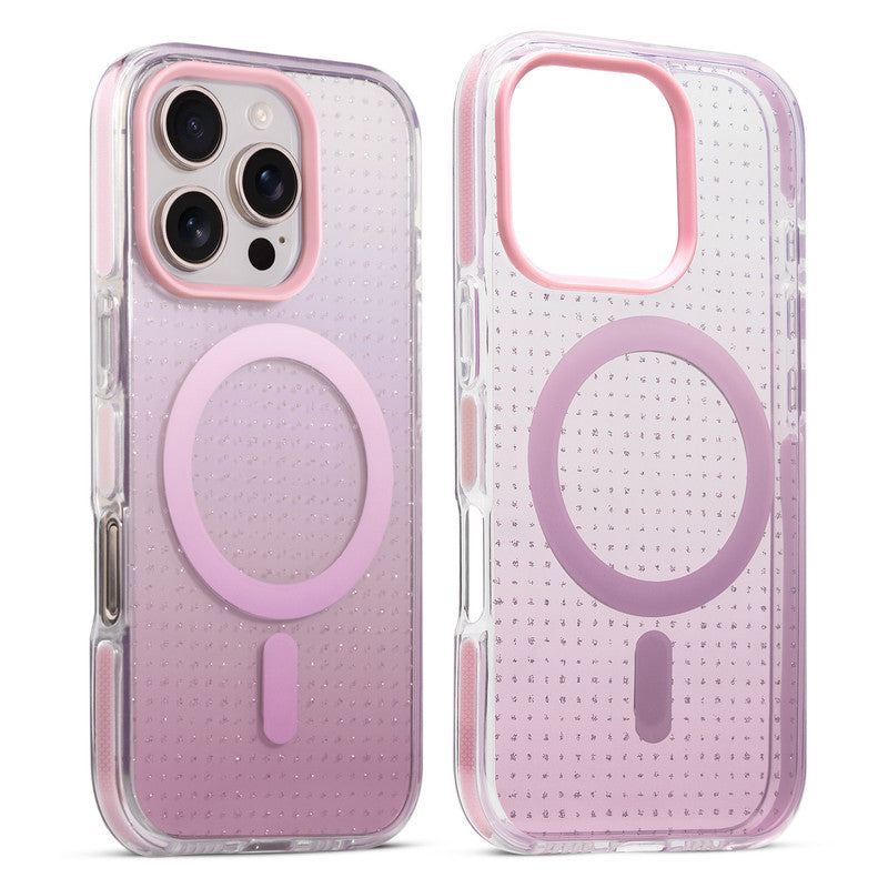 Stunning Dual Shade Starry Wireless Charging Support Hard Back Case for Apple iPhone 16 Pro with Colourful Raised Camera Edges