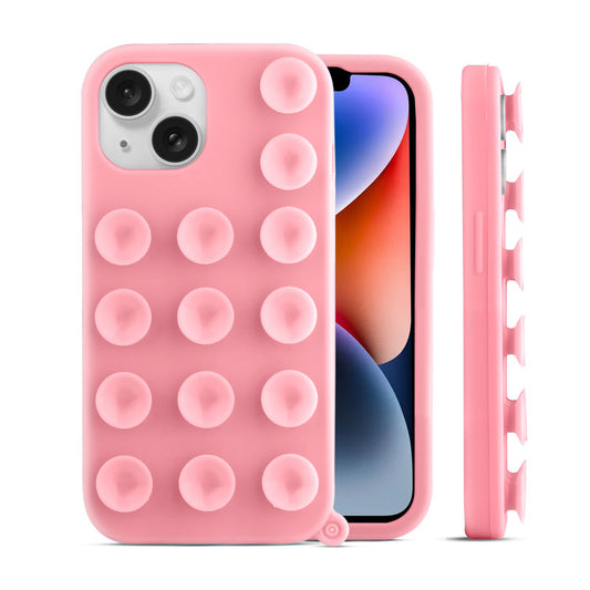 Glossy Colorful Liquid Silicone Comfort Grip Suction Case for Apple iPhone 14 with Soft Touch Matte Finish & Built in Suction Pads