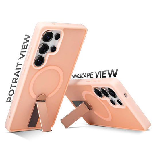 3-in-1 Frosted Back Case for Samsung S23 Ultra 5G with Magnetic Support, Vertical Stand & Silicone Grip