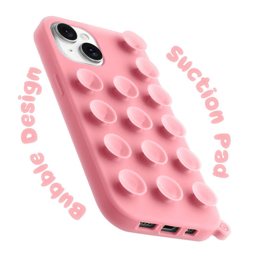 Glossy Colorful Liquid Silicone Comfort Grip Suction Case for Apple iPhone 14 with Soft Touch Matte Finish & Built in Suction Pads