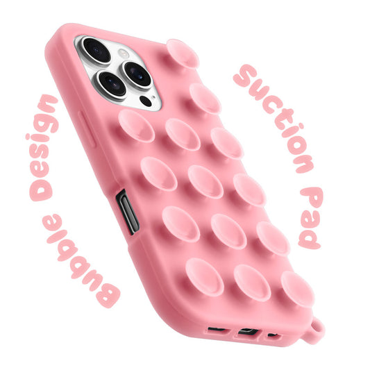 Glossy Colorful Liquid Silicone Comfort Grip Suction Case for Apple iphone 16 Pro Max with Soft Touch Matte Finish & Built in Suction Pads