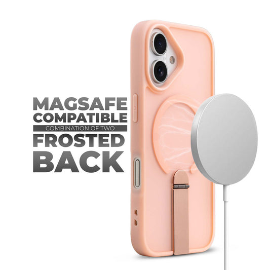 3-in-1 Frosted Back Case for Apple iPhone 16 with Magnetic Support, Vertical Stand & Silicone Grip