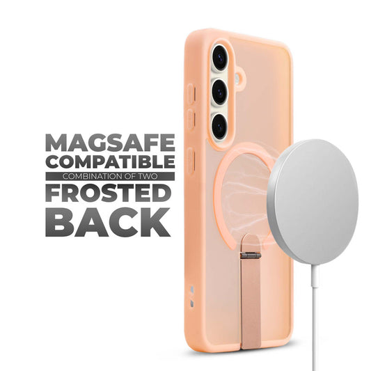 3-in-1 Frosted Back Case for Samsung S24 5G with Magnetic Support, Vertical Stand & Silicone Grip