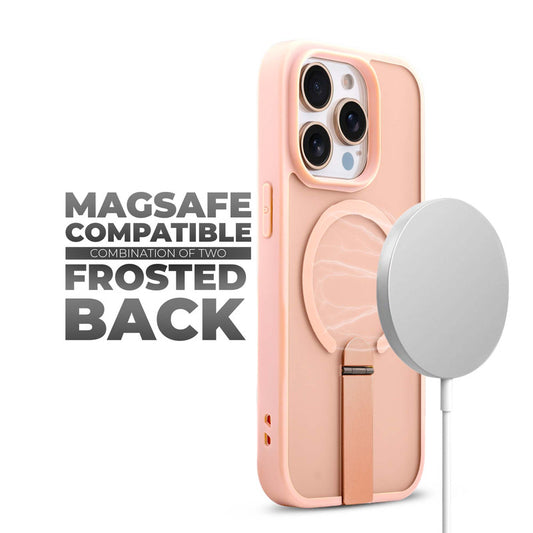 3-in-1 Frosted Back Case for Apple iPhone 15 Pro Max with Magnetic Support, Vertical Stand & Silicone Grip