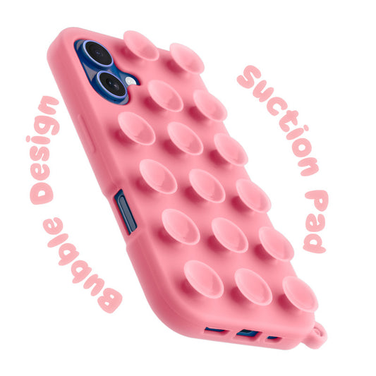 Glossy Colorful Liquid Silicone Comfort Grip Suction Case for Apple iPhone 16 with Soft Touch Matte Finish & Built in Suction Pads