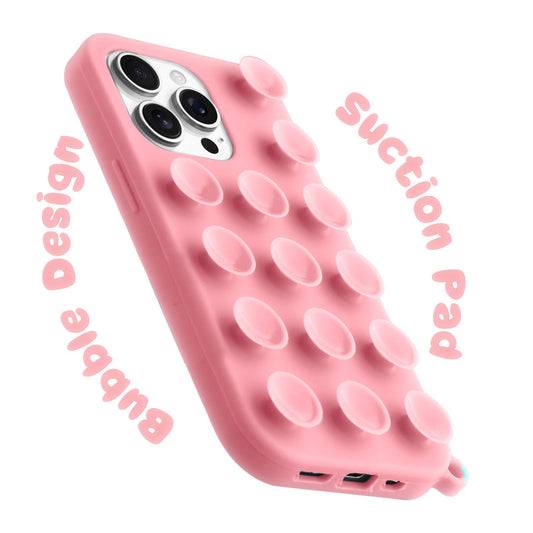 Glossy Colorful Liquid Silicone Comfort Grip Suction Case for Apple iPhone 14 Pro with Soft Touch Matte Finish & Built in Suction Pads