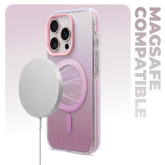 Stunning Dual Shade Starry Wireless Charging Support Hard Back Case for Apple iphone 16 Pro Max with Colourful Raised Camera Edges