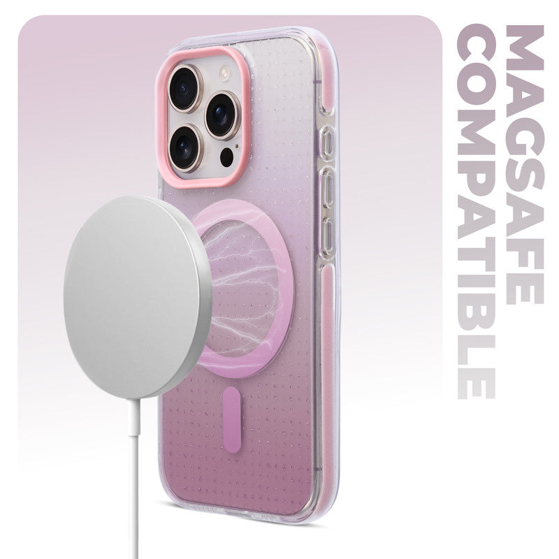 Stunning Dual Shade Starry Wireless Charging Support Hard Back Case for Apple iPhone 16 Pro with Colourful Raised Camera Edges