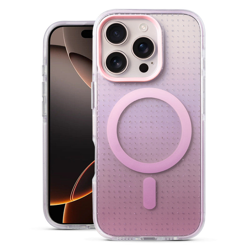 Stunning Dual Shade Starry Wireless Charging Support Hard Back Case for Apple iPhone 16 Pro with Colourful Raised Camera Edges