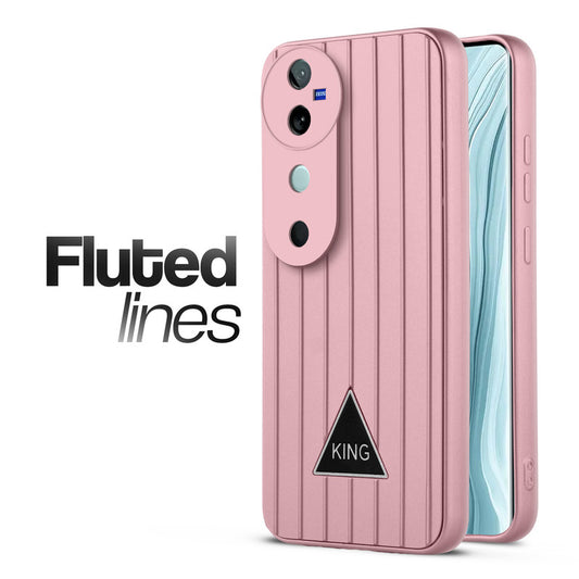 Glossy Matte Line Texture Back Cover for Vivo V40 5G