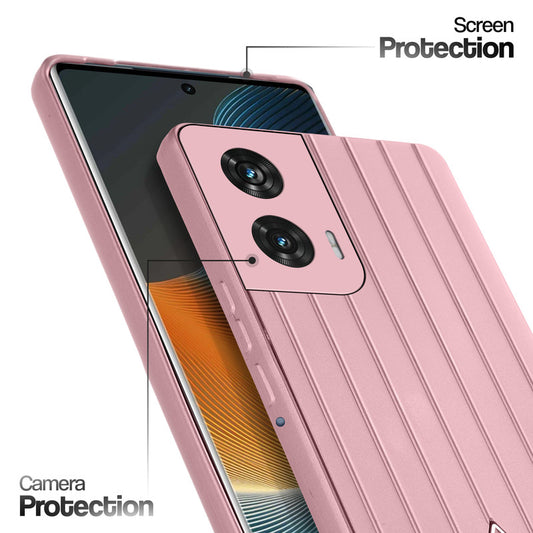 Glossy Matte Line Texture Back Cover for Motorola Moto G96 5G