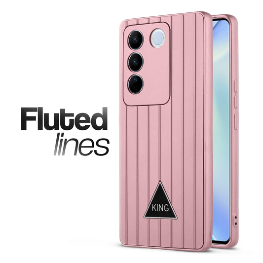 Glossy Matte Line Texture Back Cover for Vivo V27 5G