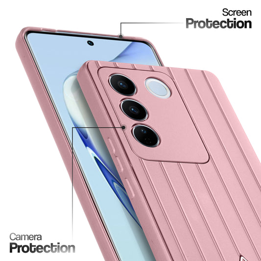 Glossy Matte Line Texture Back Cover for Vivo V27 5G