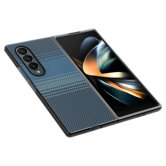 Carbon Fiber TPU Back Cover for Samsung Z Fold 4 with Checkered Printed Designs