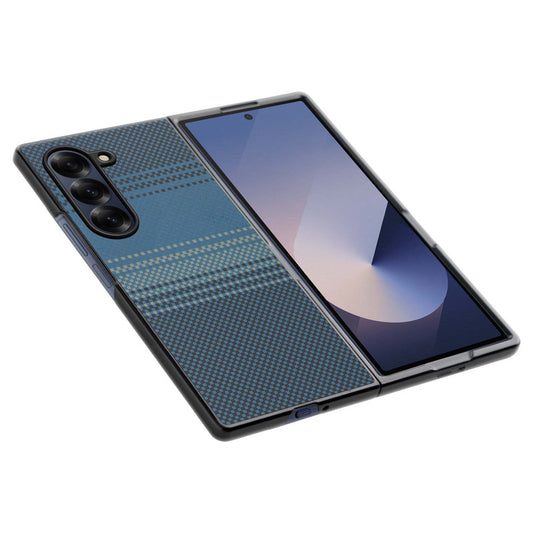 Carbon Fiber TPU Back Cover for Samsung Z Fold 6 with Checkered Printed Designs